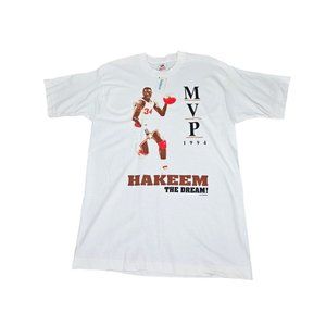 NWT VTG 1994 Hakeem Olajuwon MVP T-Shirt Houston Rockets Single Stitch Sz Large